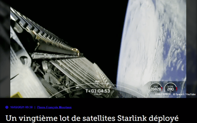 Un vingtième lot de satellites Starlink déployé par SpaceX