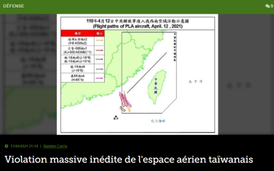 Violation massive inédite de l’espace aérien taïwanais