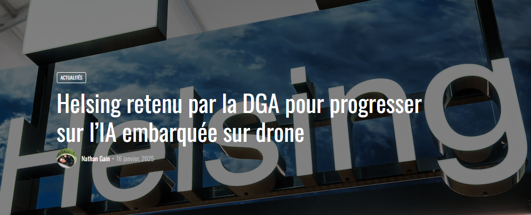 Helsing retenu par la DGA pour progresser sur l’IA embarquée sur drone